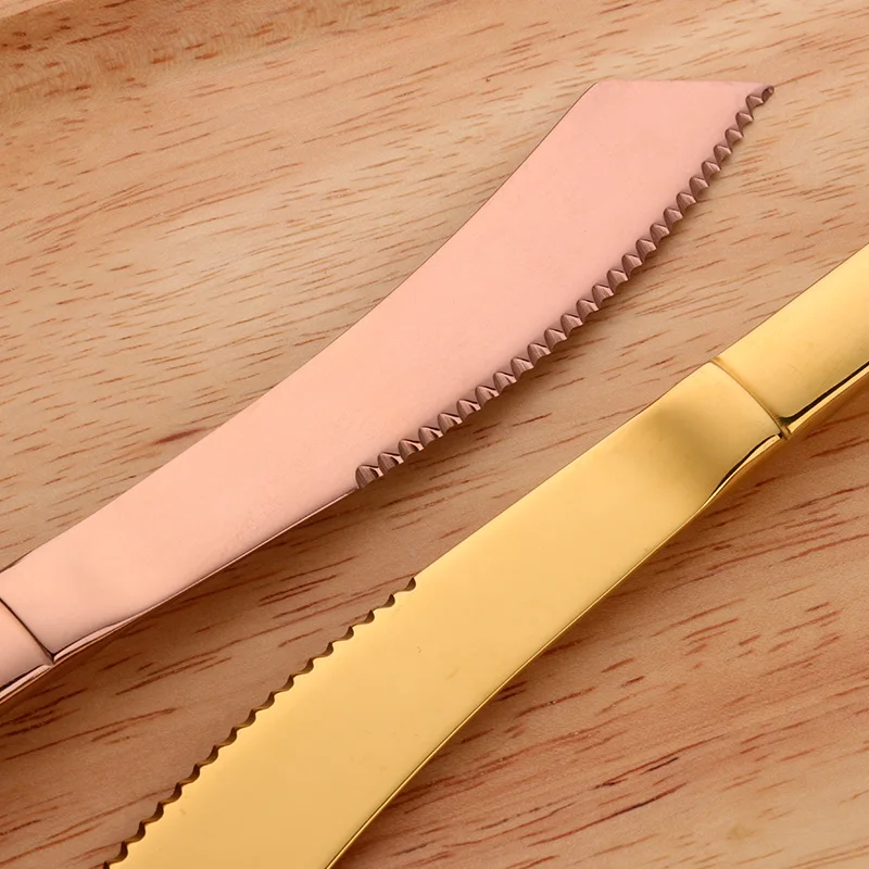 Tableware Non Rust Golden Copper Stainless Steel Durable Steak Knife for Food