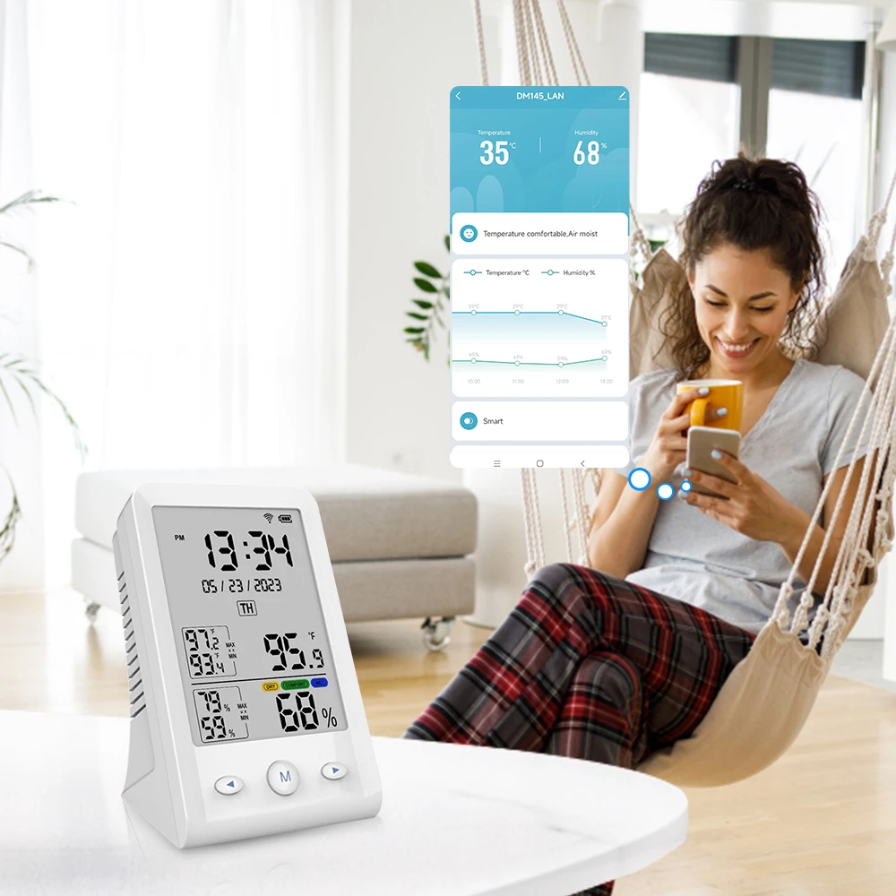 Tuya mobile phone remote monitoring temperature hygrometer mini digital clock source factory direct sales