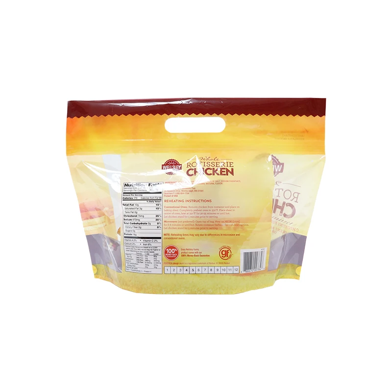 Printed Plastic Anti Fog Composite Bag Roasted Chicken Frozen Food Packaging Bag with Zipper