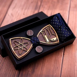 Деревянный галстук-бабочка и носовой платок Пейсли мужской клетчатый галстук-бабочка деревянный вырезанный цветочный дизайн и коробка модные новые Галстуки