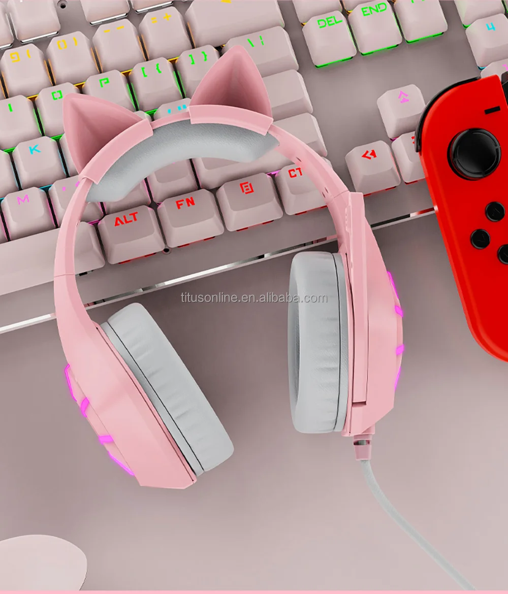 G1000P 7.1 pastel headset with microphone headset stereo wire gaming over the ear gaming headset headphone ps4 ps5 pc