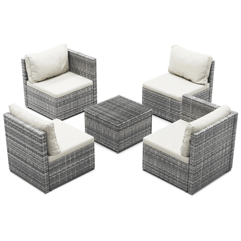Furniture Wholesaler Outdoor Living Seating Sectional Poly Rattan Wicker Free Combination  Garden Sofa