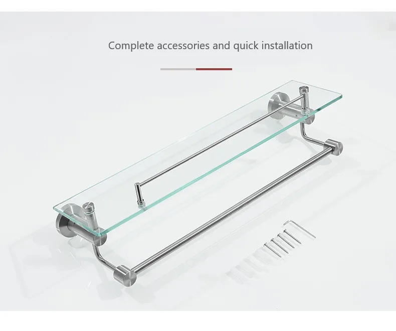 Stainless Steel Bathroom Shelf Toilet Towel Rack Toilet Towel Bar Soap Rack Glass Desk Storage Rack bathroom accessories