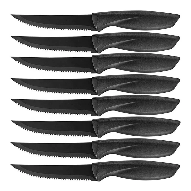 Wholesale Steak Knife Set Stainless Steel Ergonomic Handle Serrated Dinnerware Kitchen Tableware Black Steak knives