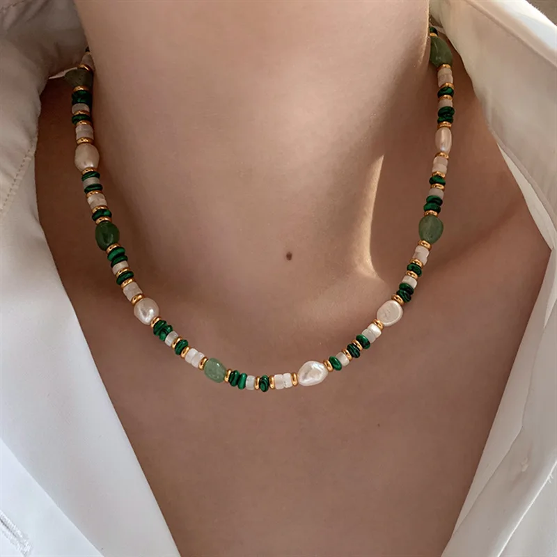 DAIHE NC6445 натуральный камень цвет СИНИЙ 18k позолоченные аксессуары кристалл жемчуг агат кошачий глаз ожерелье