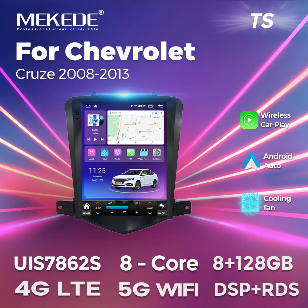 MEKEDE Android car-play auto car radio video player 9.7 inch Android gps navigation cooling fan for Chevrolet Cruze 2008-2013