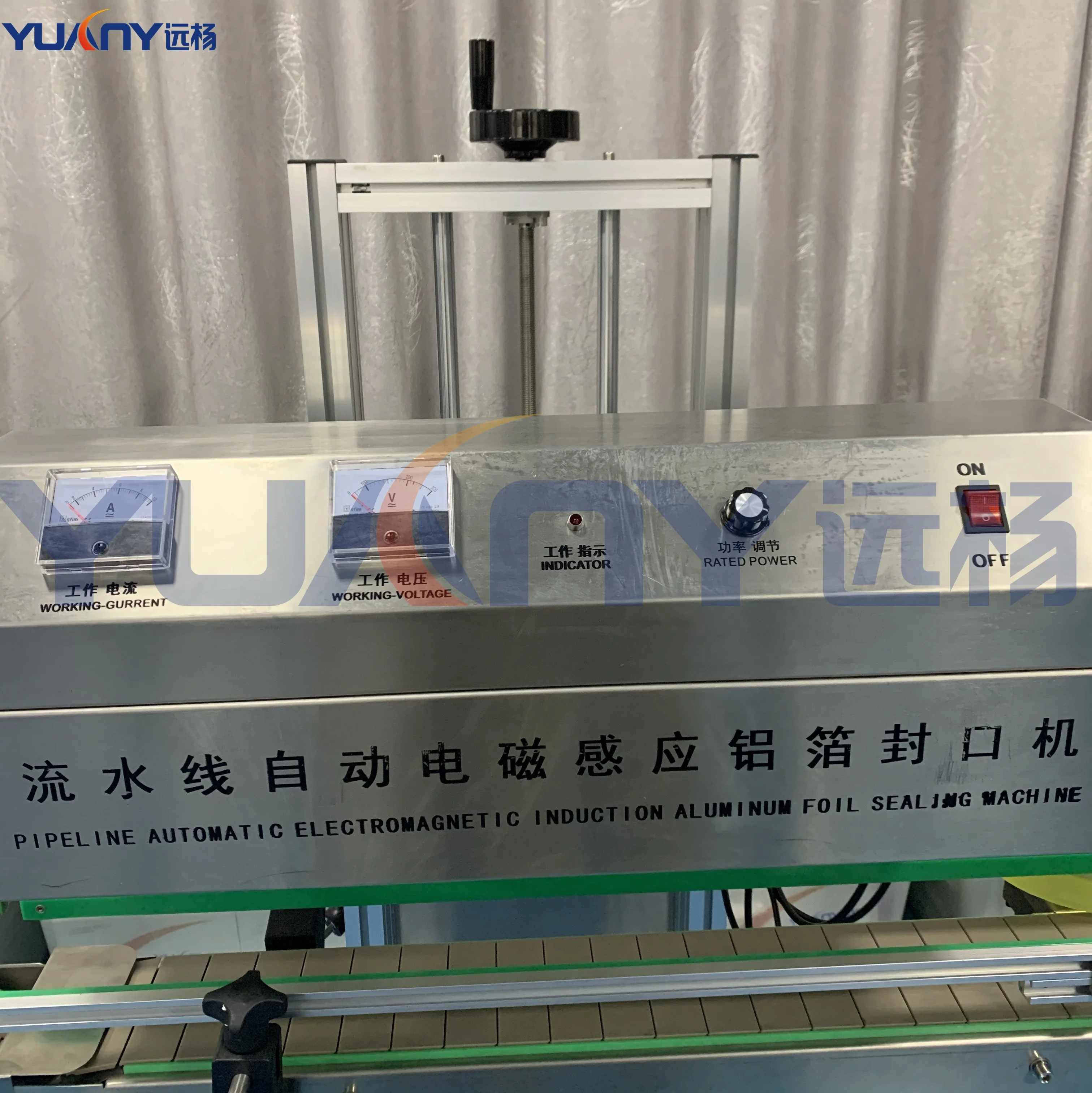 Continuous Automatic Plastic Cap Inner Lining Glass Bottle Aluminum Foil Film Sealer Induction Sealing Machine