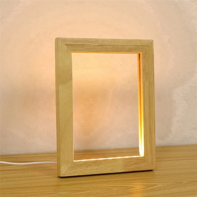 solid wood luminous photo frame desktop DIY wooden gift decoration