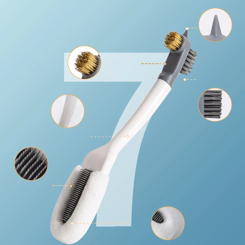 New Arrival Multifunctional Soft Bristle Plastic Shoe Brush Household Long-handle Multi-effect Brush Cleaner With Three Heads