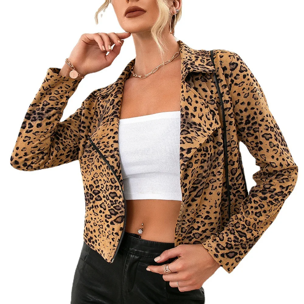 Wholesale Winter Fleece Coat Korean Style Cool Female Blazers Mujer Crop Parka Jackets Casual Leather  Snake Print Jackets