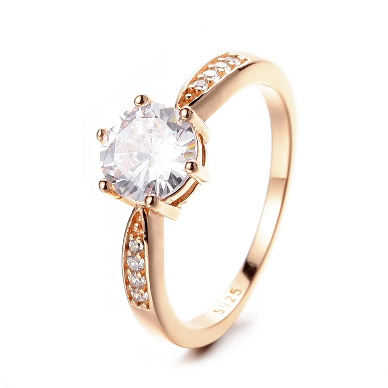 Fashion Delicate Elegant Rose Gold Plated Based S925 sterling silver Moissanite diamond Ring Romantic Wedding Fine Jewelry