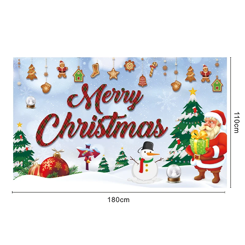 Christmas Backdrop Banner Merry Christmas Party Photo Background Red Black Buffalo Check Plaid Santa Claus Backdrop Decor