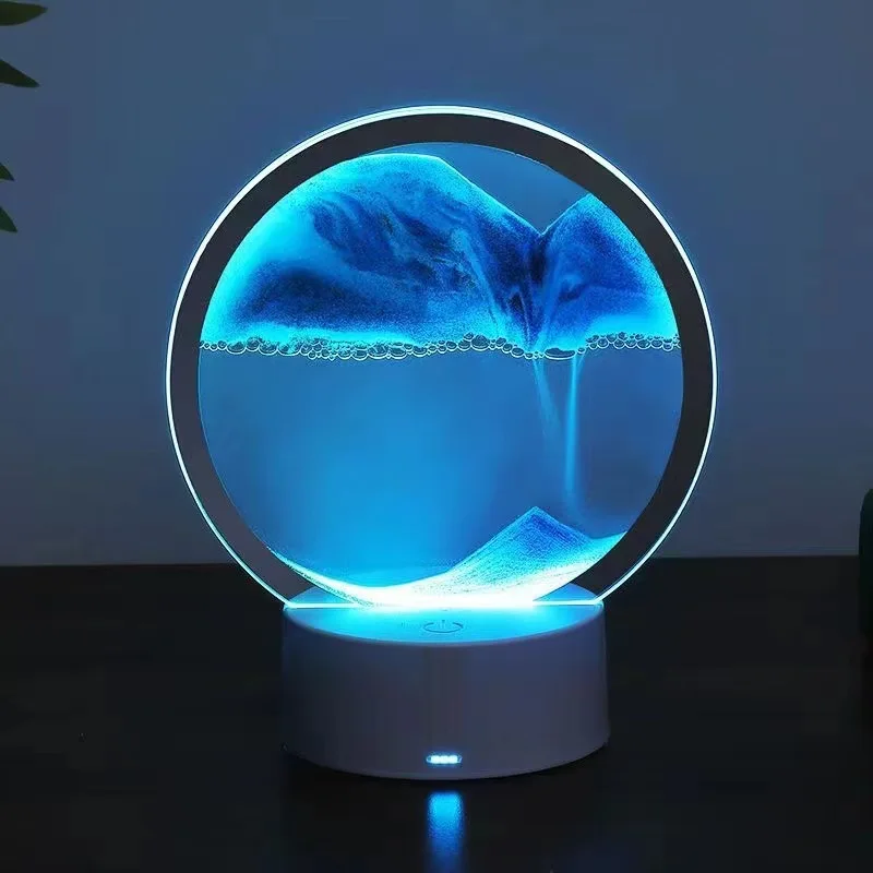 7Color LED Flowing Sand Painting Table Lamp  Quick Sand Lamp Landscape Flowing Moving  art lamp for Home Decor