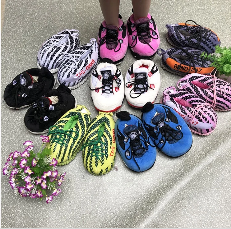 Детские зимние теплые тапочки Yeezy, Детские комнатные тапочки одного размера, кроссовки для мальчиков и девочек, домашние тапочки для детей