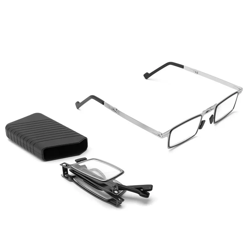 
New style anti-blue light reading glasses without screw folding high-grade metal ultra-thin steel reading glasses men and women 