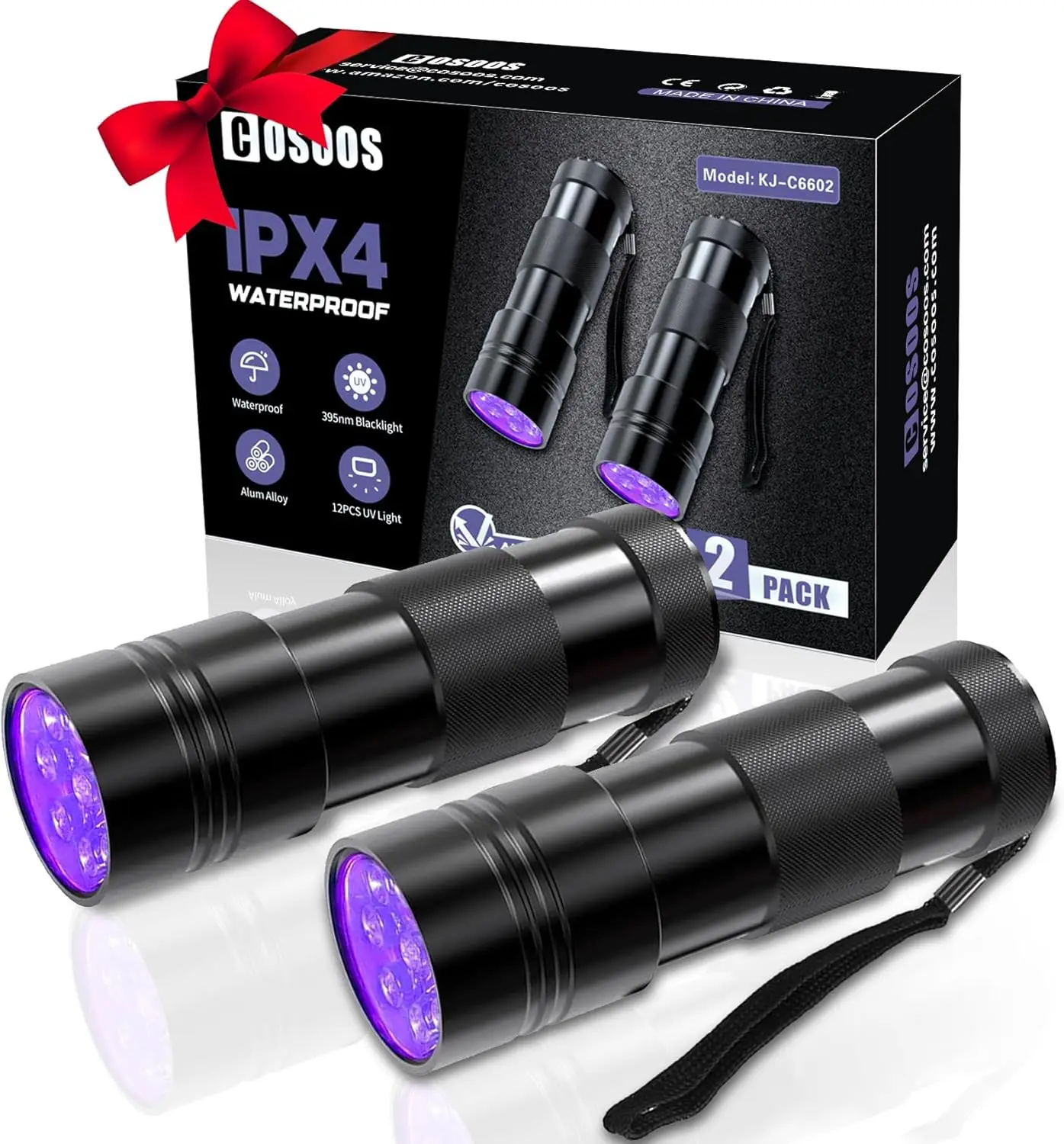 Factory Suppliers Aluminum Metal UV LED Torch 395 - 410NM Wave Ultra Violet Torch 12 LED UV Flashlight Black Silver