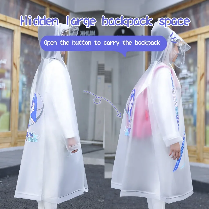 Lovely kid raincoats modern Waterproof plastic eva Hooded rain coat For Kid cover school bag