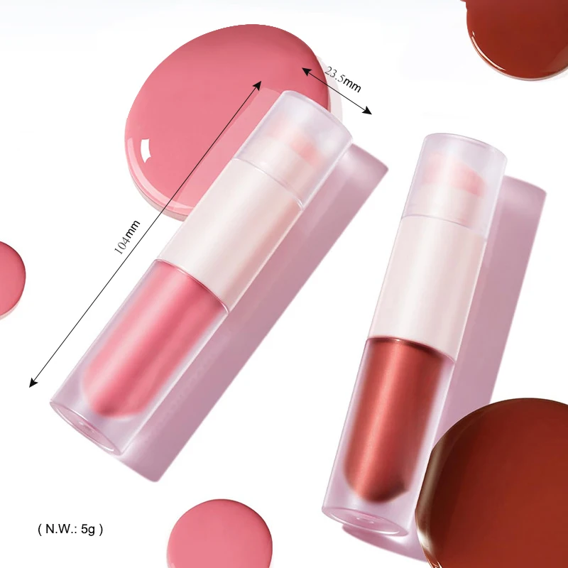 CC4414 Custom Logo Liquid Lip and Cheek Tint With Brush Pigment Cream Blush Gloss Velvet Matte Blusher