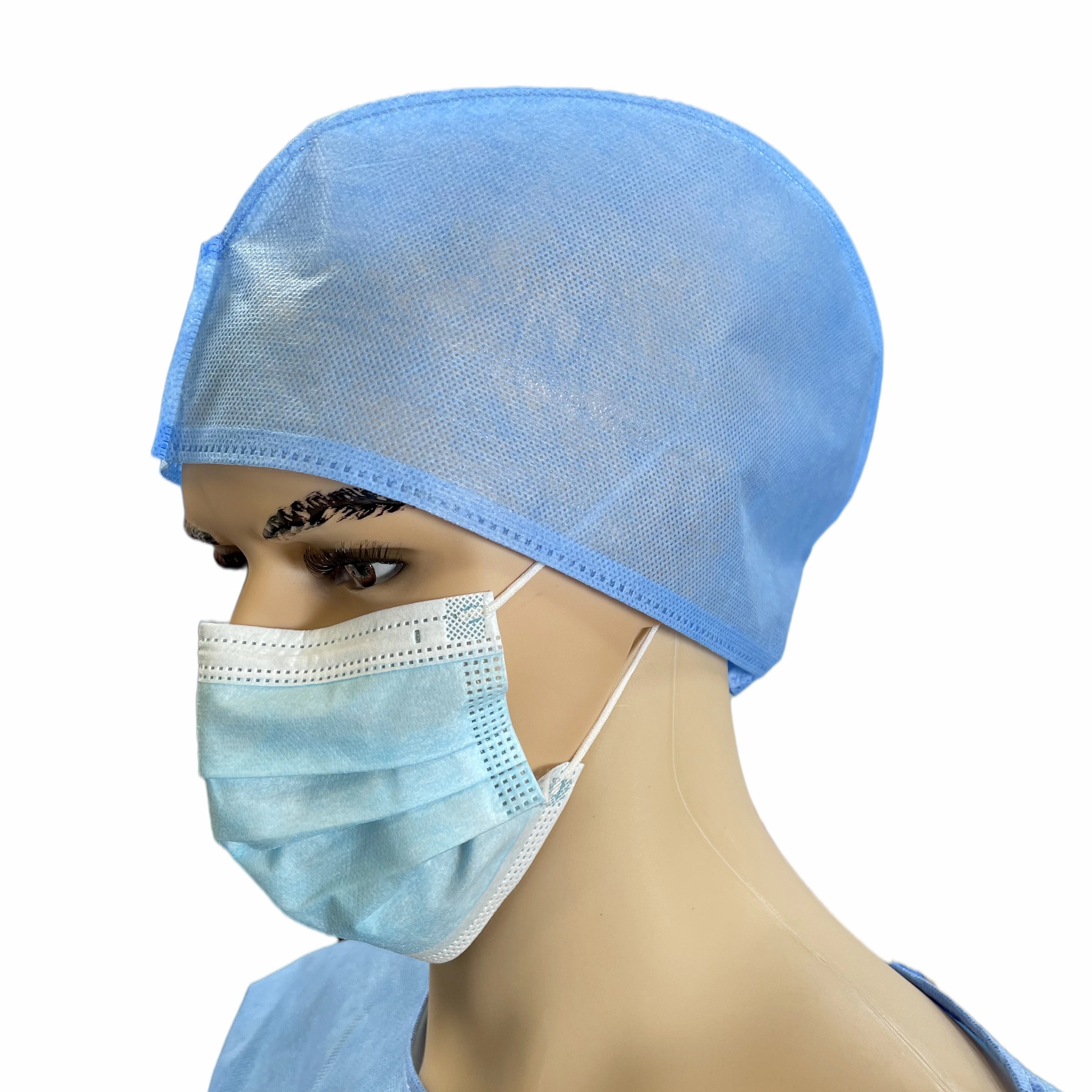 
New process cheap blue disposable bouffant surgical cap nursing doctor cap for hospital 