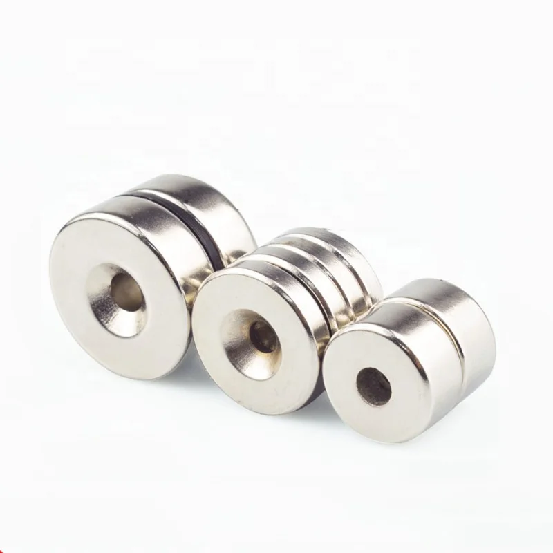 Strong circular neodymium magnets magnetic materials n52 disc neodymium magnet with countersunk hole for screw
