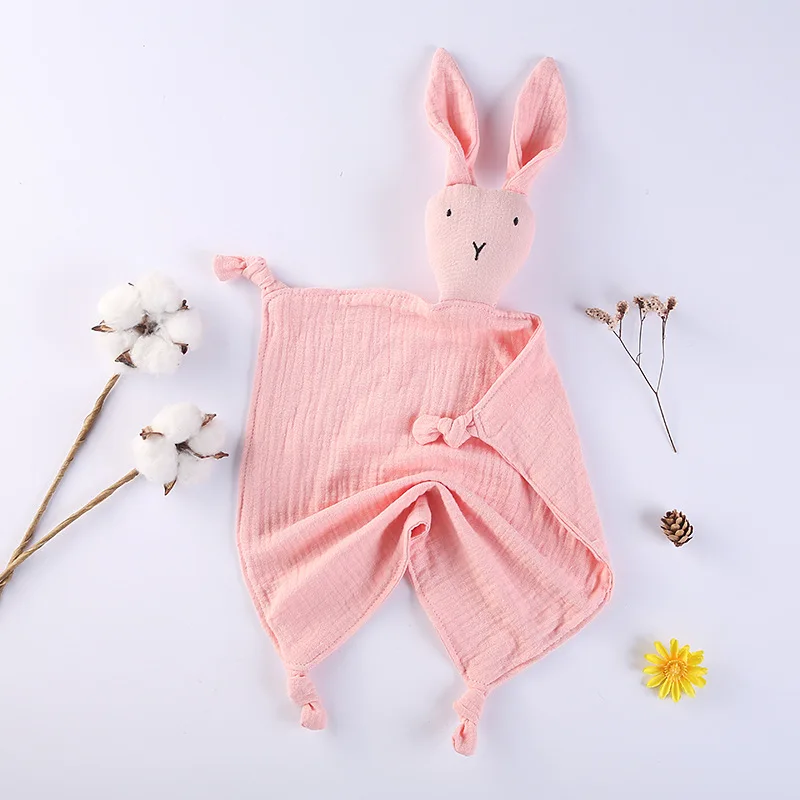 Security Blanet Baby Comforter Toy Organic Muslin Bunny Security Blanket Baby Shower Gift for New Baby