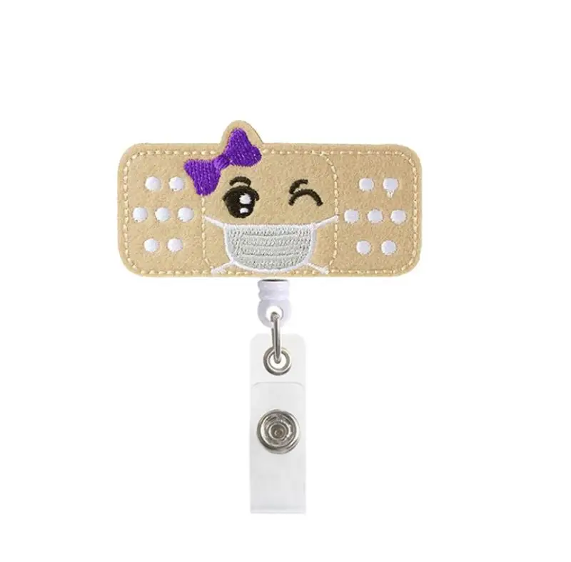 Felt Cartoon Nurse Name Card Nurse Accessories Popular Retractable ID Badge Holder Reel