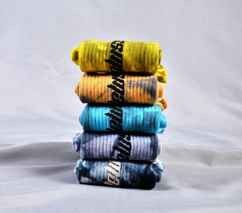 Fashion Tie Dye Personalized Sox Jacquard Oem Crew Street Sport Men Print Designer Logo Custom Socks
