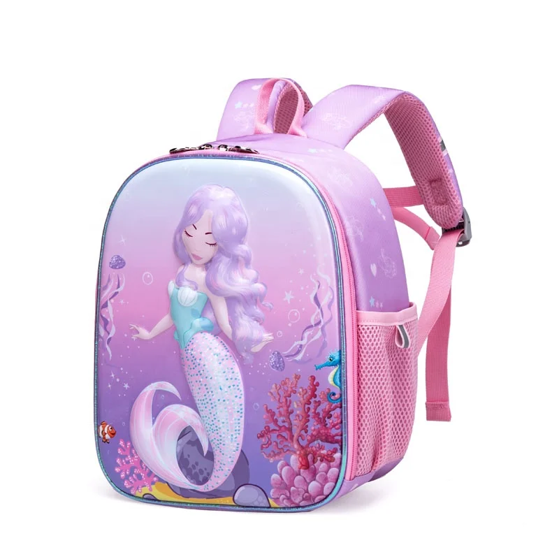 Popular for Kindergarten Backpacks Purple Mermaid Eva Waterproof for Girls School Bags 2022 New Design Existing Goods Cute OEM