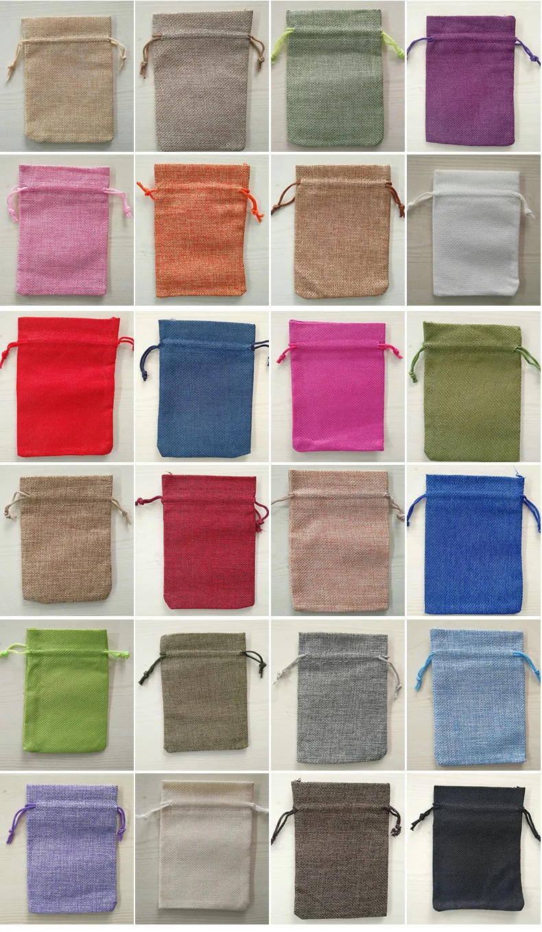 cheap jute bag burlap shopping bags with drawstring new style small colorful gift bags drawstring