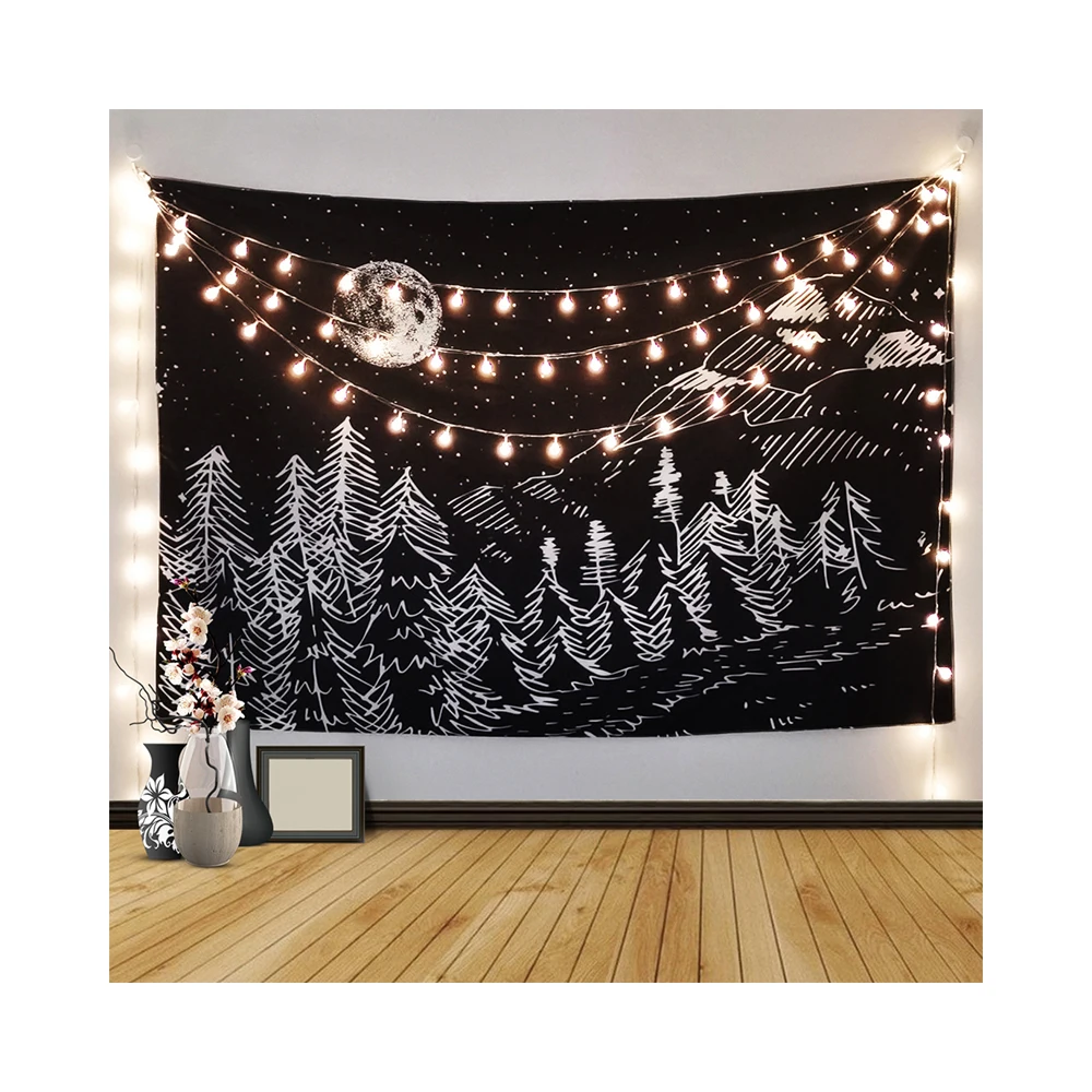 Tapestry Hot Selling Moon Printed Tapestry Factory Customized Home Decoration Wall Hanging Mountain Forest Tapestries