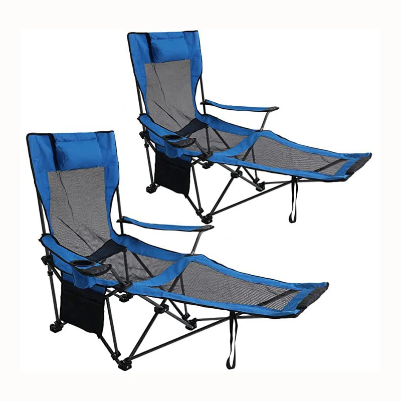 New Design Modern Outdoor Travel Lightweight Portable Collapsible Folding Tanning Camping Lounger Beach Chairs With Foot Rest