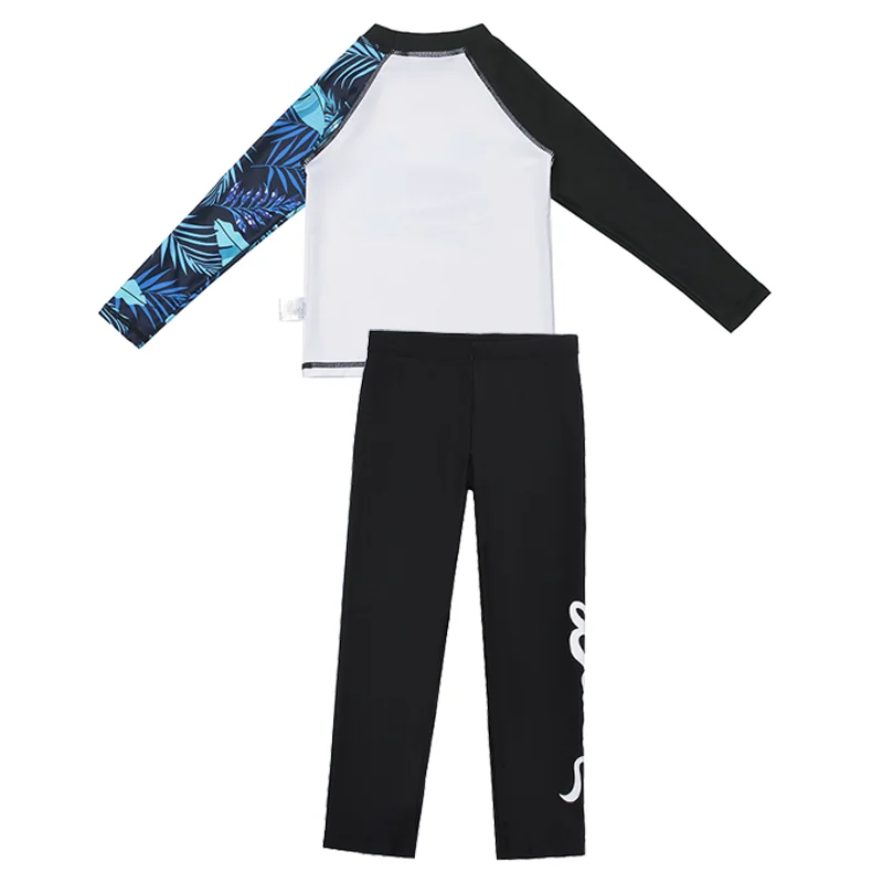 Little Boy Swimsuit 3 Piece Rash Guard Set for 4-14 Years UPF 50+ UV Protective Long Sleeve Swimwear Rash Guard Swimsuits