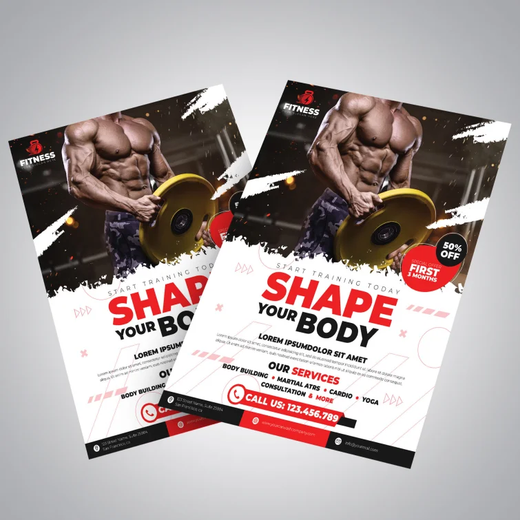 Fast Turnaround Cheap Flyers Advertising Custom Business Flyers Die Cut Flyer Printing for Gym Fitness Estate Medical