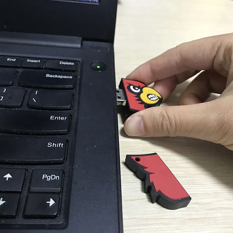 Custom Logo Red PVC Plastic Rubber Design USB Flash Drive for Business Computer School or Office Promotional Gift
