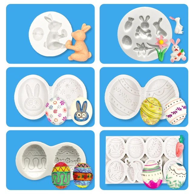 Easter Bunny Eggs DIY Chocolate Cake Baking Tool Custom Logo Moulds Sleeping Baby Silicone Molds 3d Flower Silicone Mold