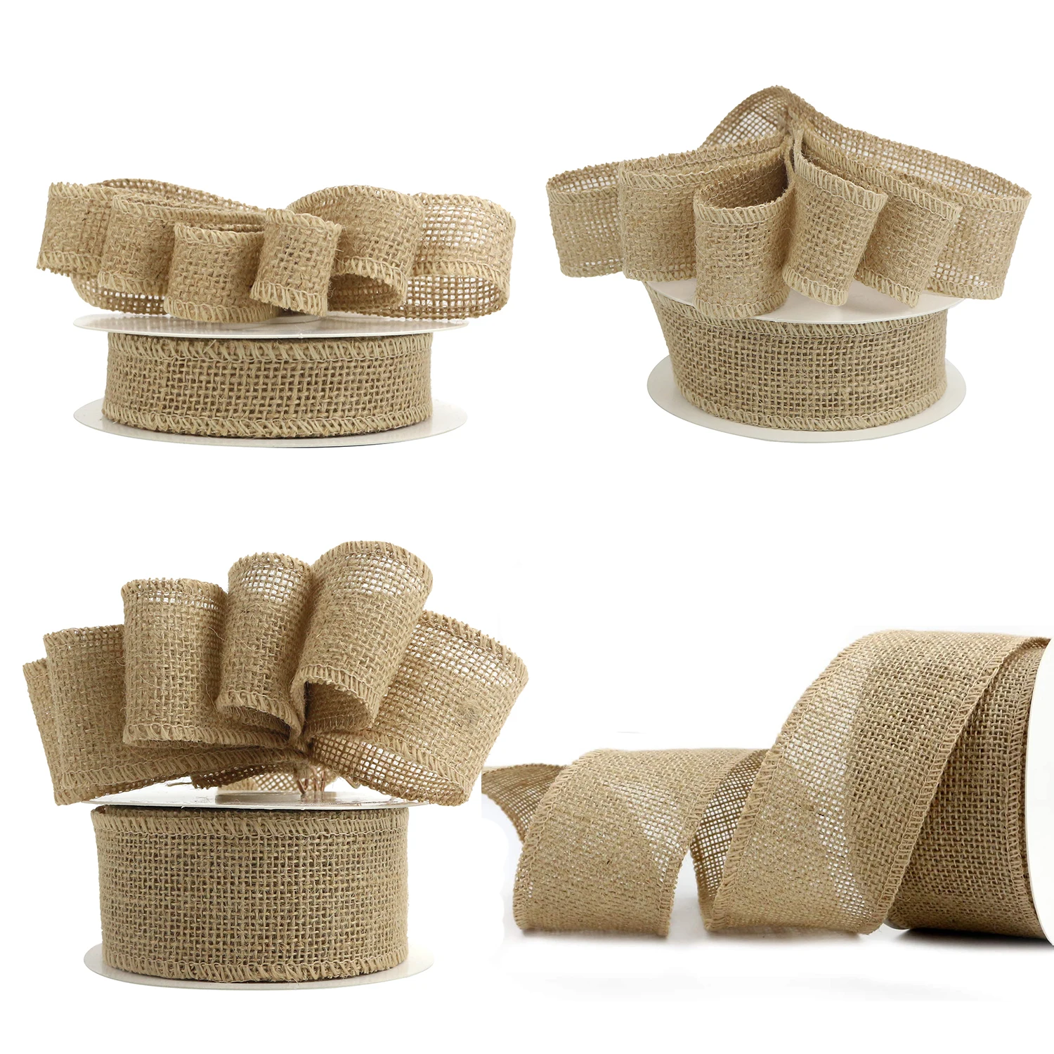 
Huihuang Factory Wholesale Price Wired Edge Ribbons Fabric Natural Burlap Ribbon For X-mas Decoration Wreath Bows 