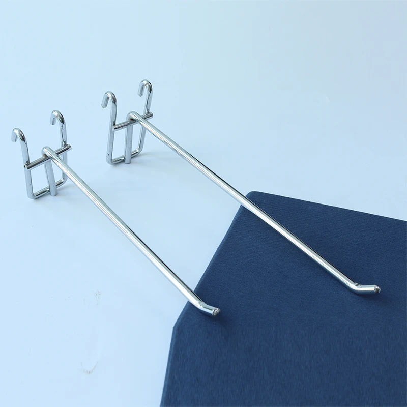 wholesale Metal plated supermarket display hook Chrome Metal Gridwall Hook