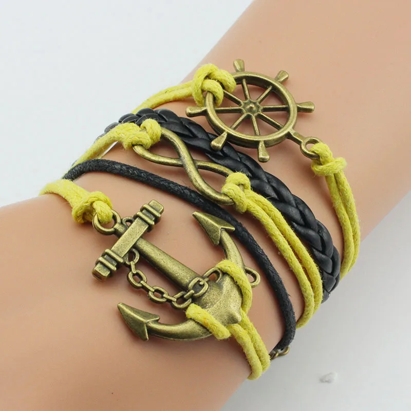 DIY Hand-Woven Boat Anchor Infinity Eight Multi-Layer Vintage Bracelet