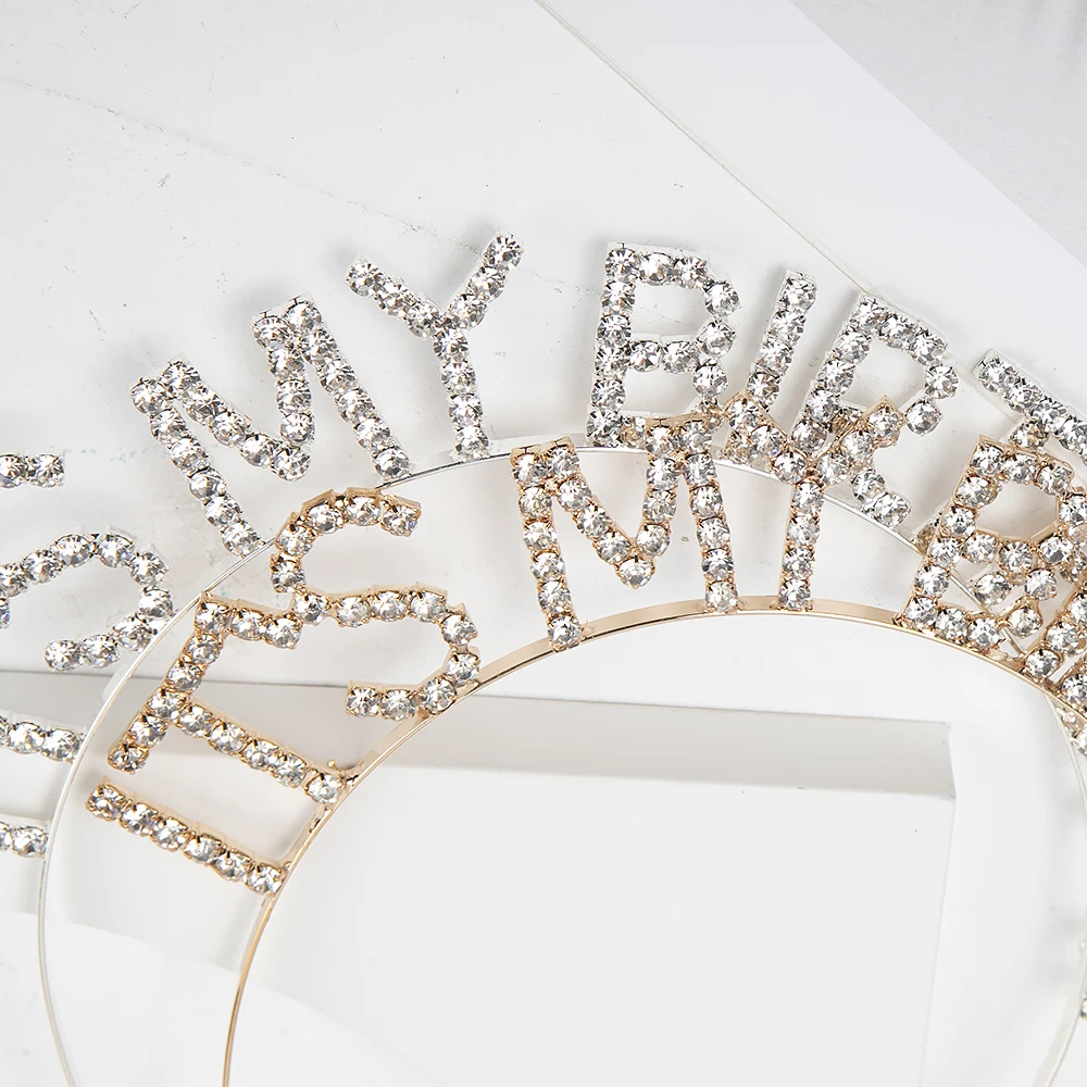 Manufacturing Production Bridal Jewelry Hair Rhinestone Birthday Girl Tiara Crown Headband Gold Diamond Headpiece