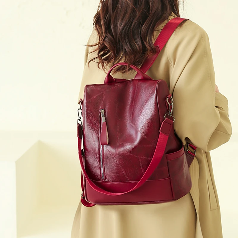 High Quality Soft Leather Simple Fashion Backpack Large Capacity Antitheft Shoulder Bags 2023 New Hot Designer Women Backpack