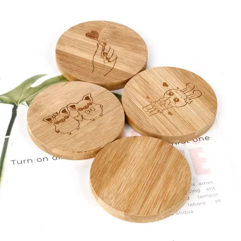 Bamboo Mini Makeup Mirror Hand Mirrors Pure Woman Cosmetic Round Wooden Colour Pocket Glass Personalized Silver Wood 0.05kg