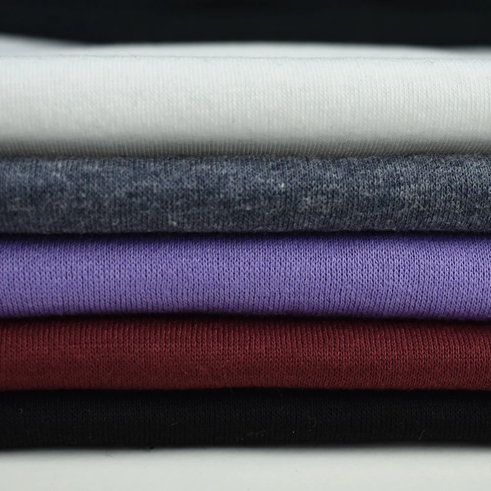 Stock lot thick and solid knit TC polyester brushed fleece fabric cotton for winter autumn hoodie