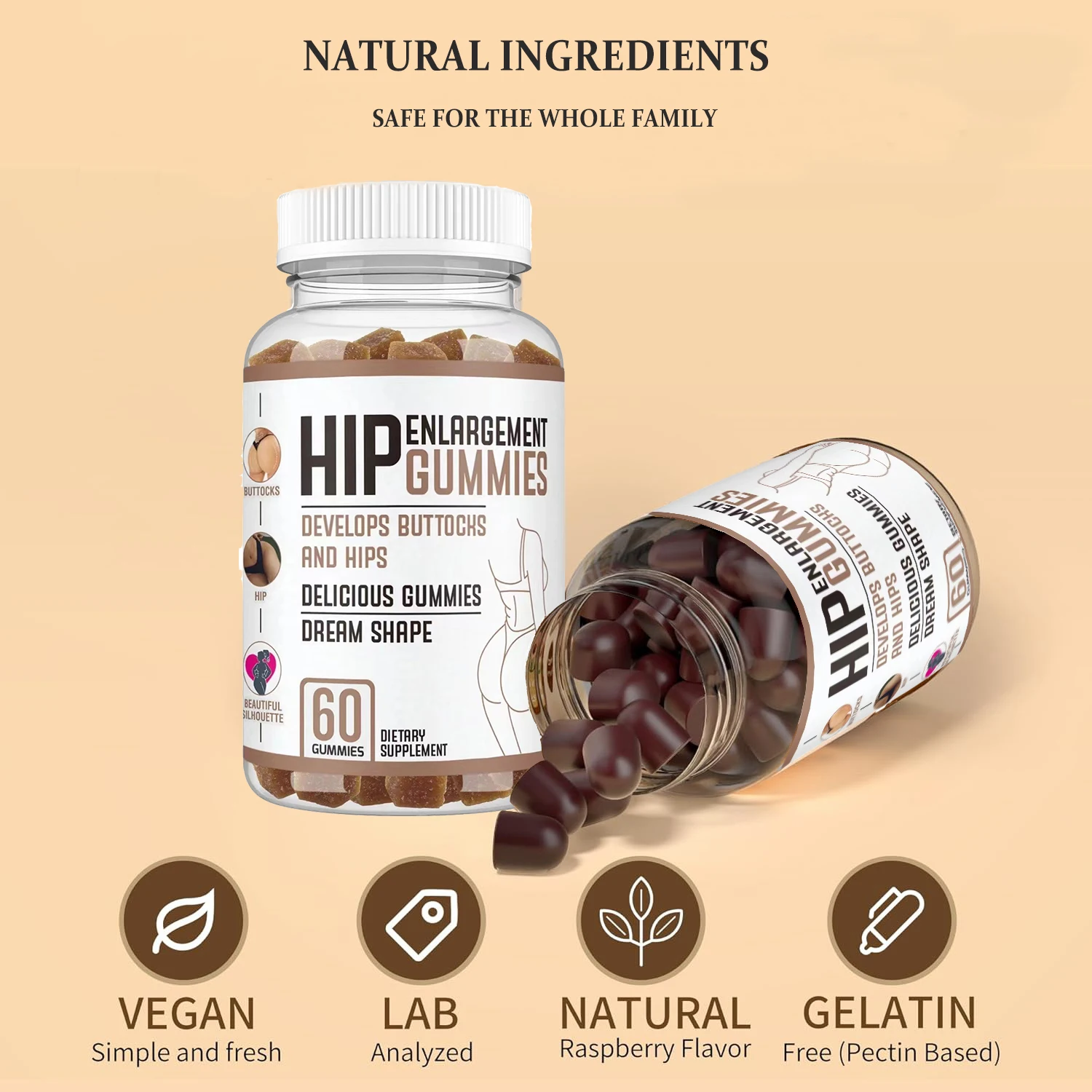Wholesale Nutritional Supplementen Customized Shapes Pectin Pour Fesse Gummies Natural Hips Up and Bum Butt Enlargement Lifting