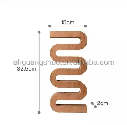 Geometric S-shaped decoration piece beech wood tray Creative solid wood bread board heat insulation pad wood decorative board