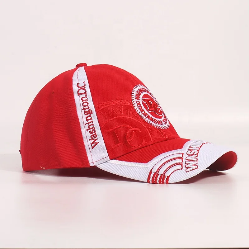 Custom Logo Sports Red DC Adjustable Hats 58CM 3D Embroidery Unisex Colored Baseball Caps Topee For Sale