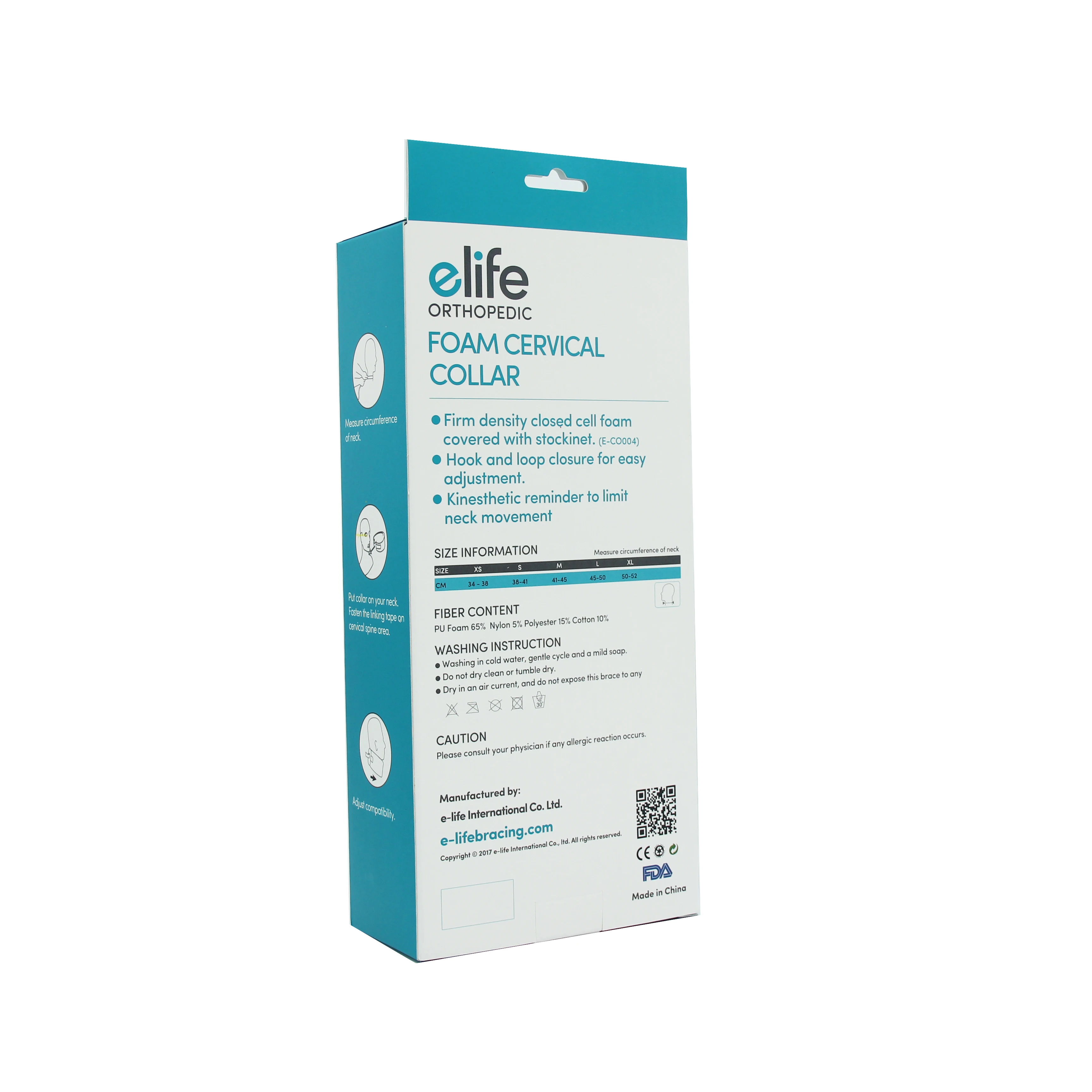 E-Life E-CO001 soft neck brace support foam cervical collar for neck pain relief cervical brace