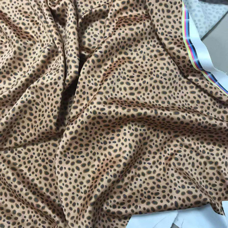 19mm 100% Silk Satin Duchess Leopard Print Silk Satin Fabric
