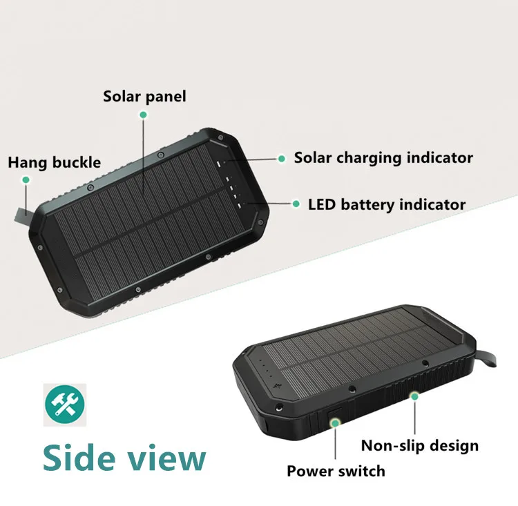 Outdoor travel camping 20000mAh waterproof portable wireless charging solar light system power bank