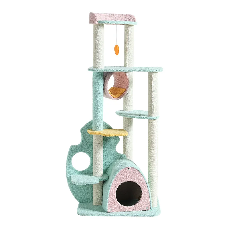 MangoLeaf 146 cm Cat Tree Tower Unique Large Cat Bed Condo Cat Basket Bed