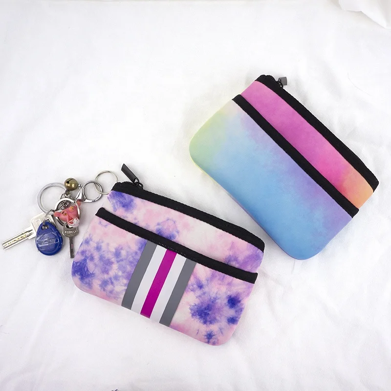 Coin Purses Monederos Card Wallet Bag Key Mini Purse Convient Coin Pouch Zipper Pintting Neoprene Key Purse for Women